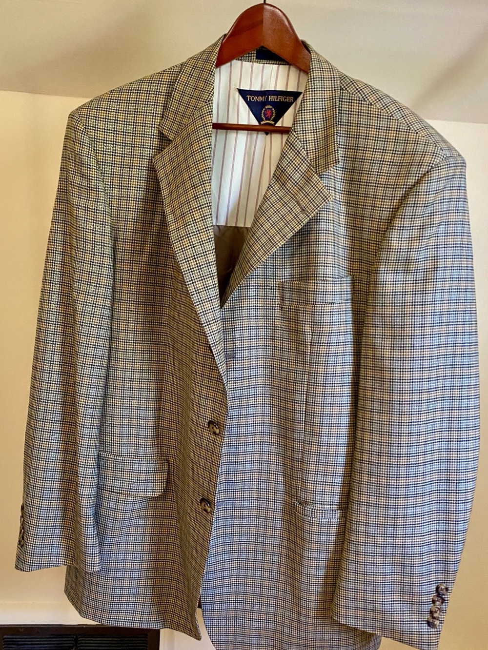 Tommy Hilfiger Tan and Blue Glen Plaid Sport Coat